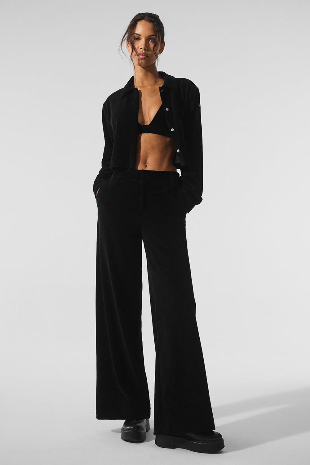 Cropped Tops γυναικεια Alo Yoga Micro Corduroy Dreamer Button Down μαυρα | Greece  VNUXR-0436