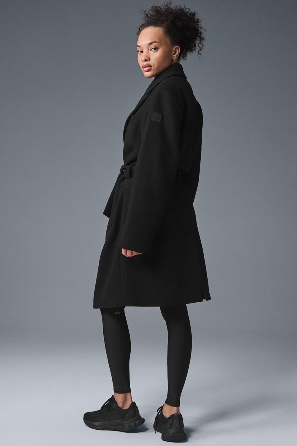 Overcoats γυναικεια Alo Yoga Wool Gameday μαυρα | Greece  CHXLE-5719