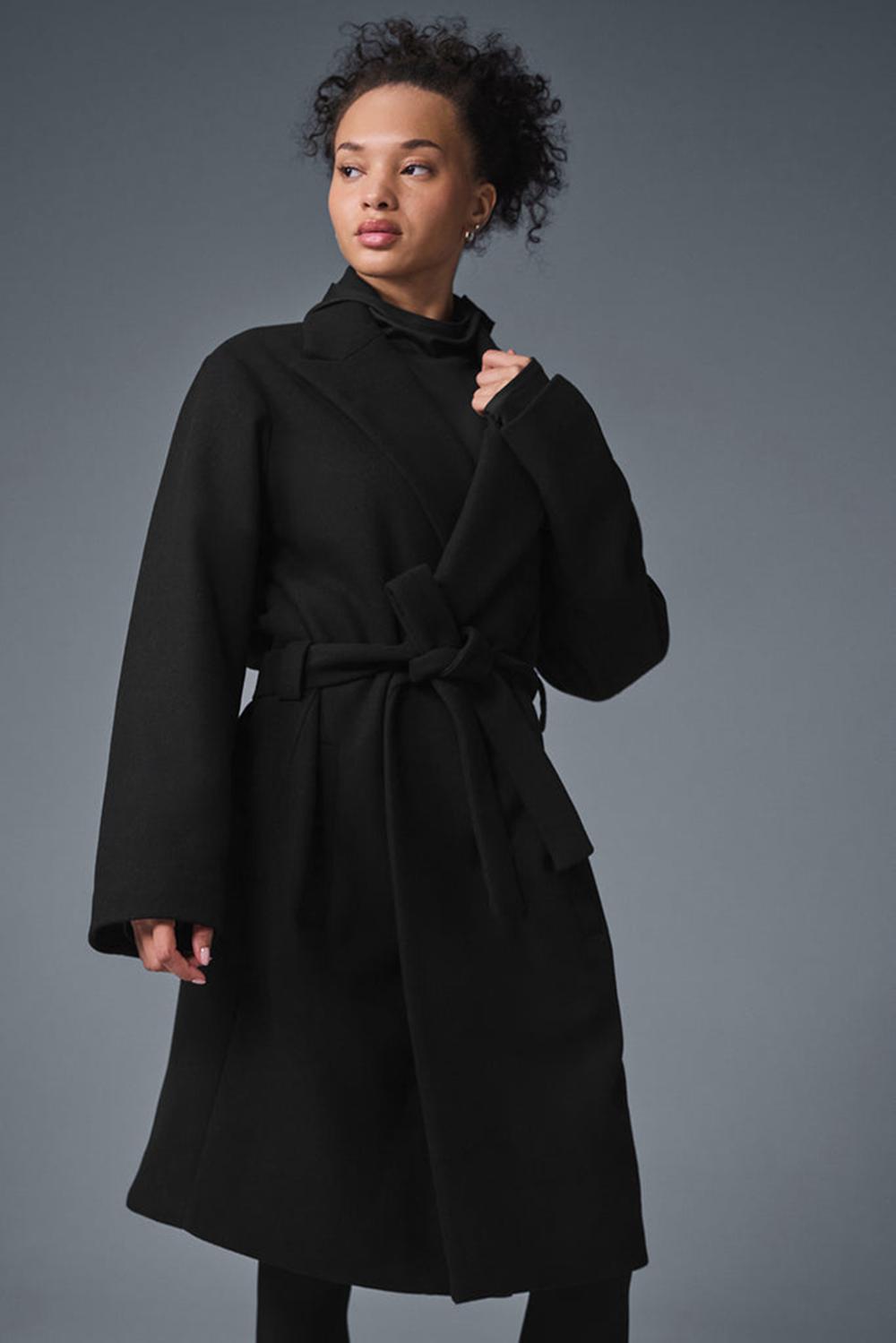 Overcoats γυναικεια Alo Yoga Wool Gameday μαυρα | Greece  CHXLE-5719