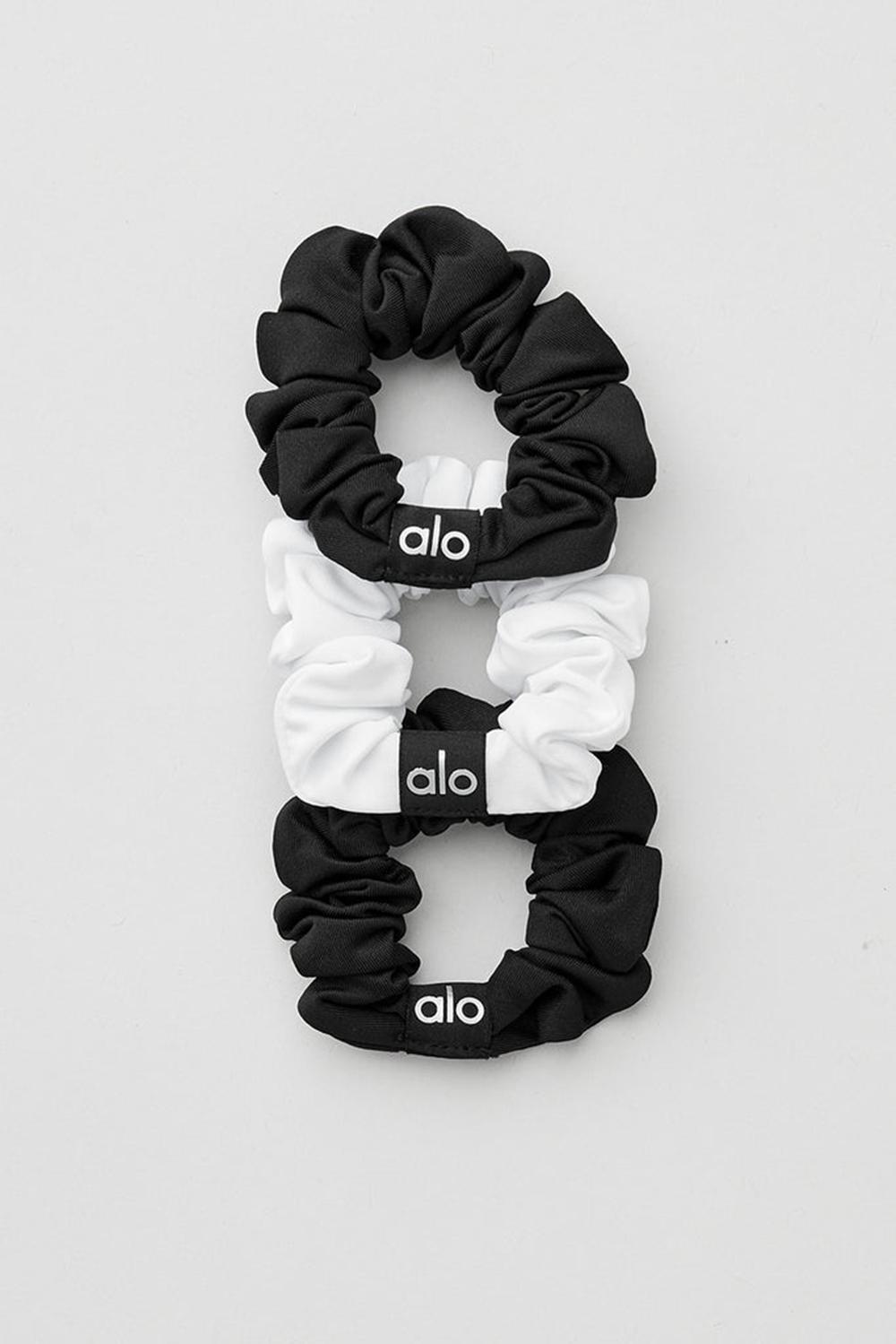 Scrunchie γυναικεια Alo Yoga Fresh Mini (3-Pack) μαυρα ασπρα | Greece  IFWNT-6782