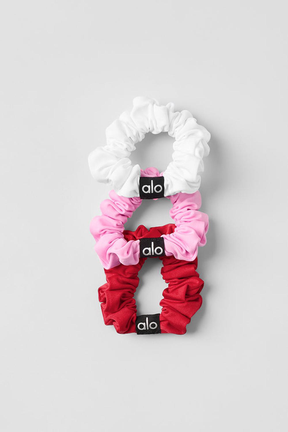 Scrunchie γυναικεια Alo Yoga Fresh Mini 3-Pack κοκκινα ροζ ασπρα | Greece  YILKF-8327