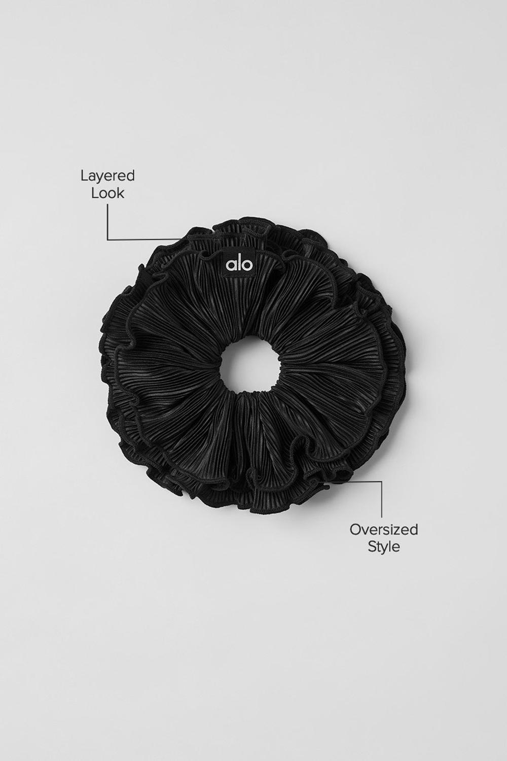 Scrunchie γυναικεια Alo Yoga Micro Plisse Oversize μαυρα | Greece  HVWUS-1579