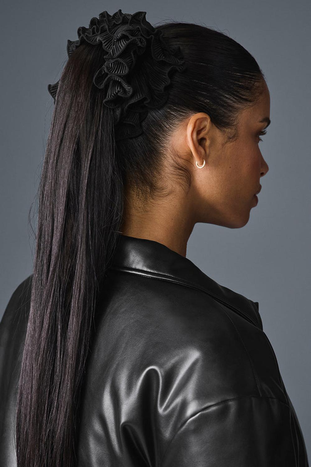 Scrunchie γυναικεια Alo Yoga Micro Plisse Oversize μαυρα | Greece  HVWUS-1579