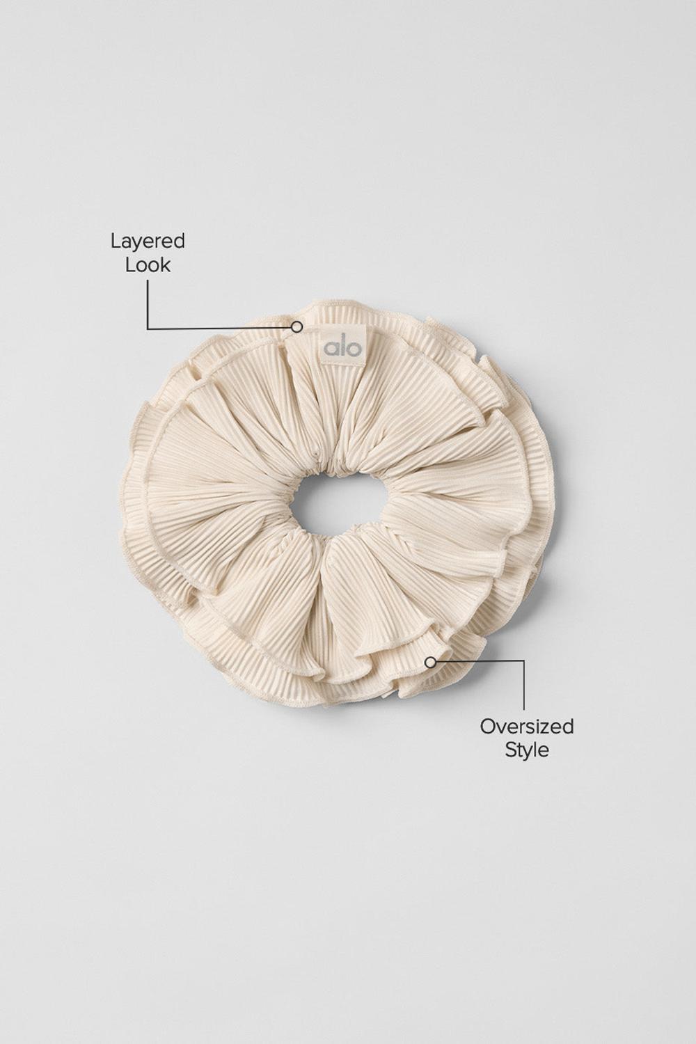 Scrunchie γυναικεια Alo Yoga Micro Plisse Oversize Oat Milk | Greece  UVJOD-4190