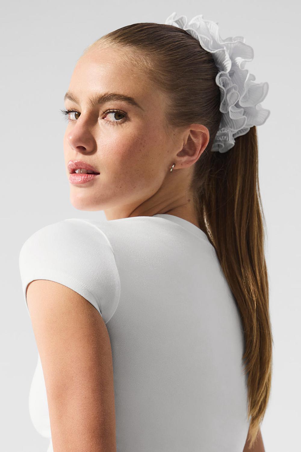 Scrunchie γυναικεια Alo Yoga Micro Plisse Oversize ασπρα | Greece  PVHLJ-5461