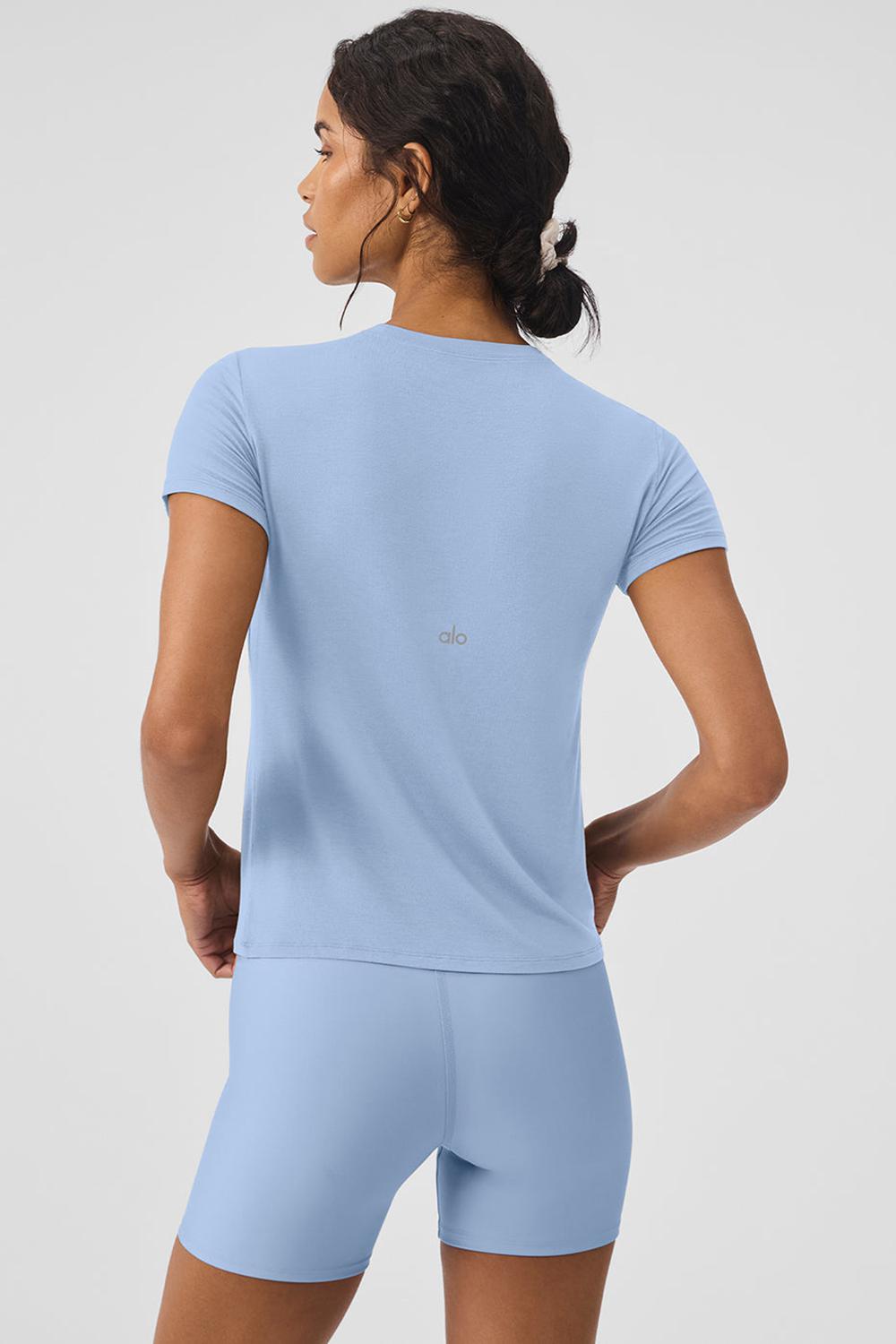 Short Sleeve γυναικεια Alo Yoga All Day μπλε | Greece  DNVXS-5084