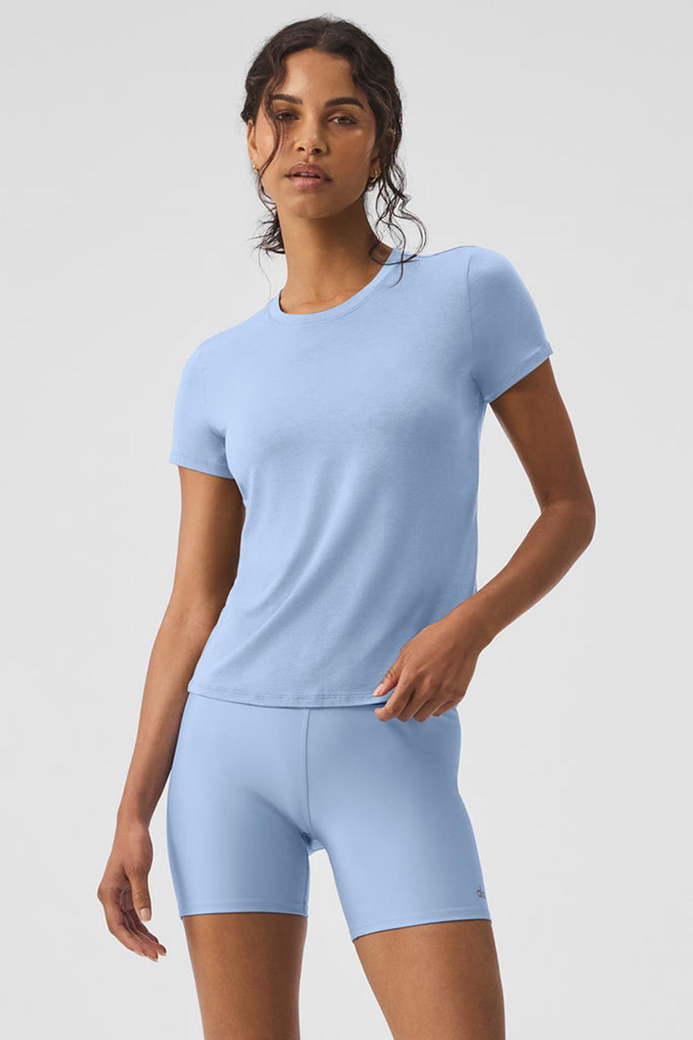 Short Sleeve γυναικεια Alo Yoga All Day μπλε | Greece  DNVXS-5084