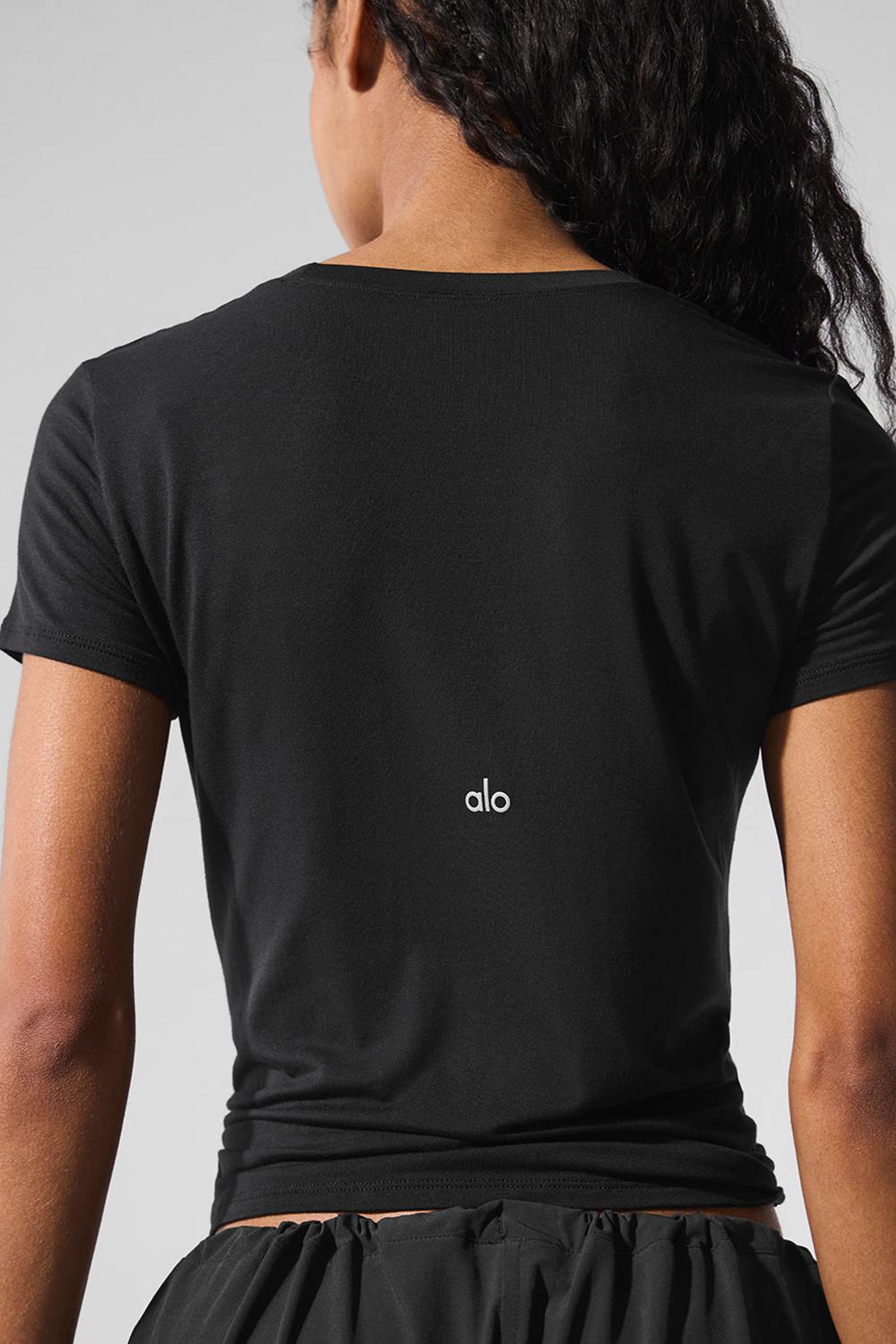 Short Sleeve γυναικεια Alo Yoga All Day μαυρα | Greece  UKERG-1728