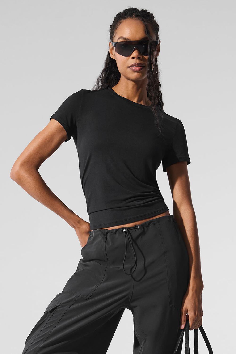 Short Sleeve γυναικεια Alo Yoga All Day μαυρα | Greece  UKERG-1728
