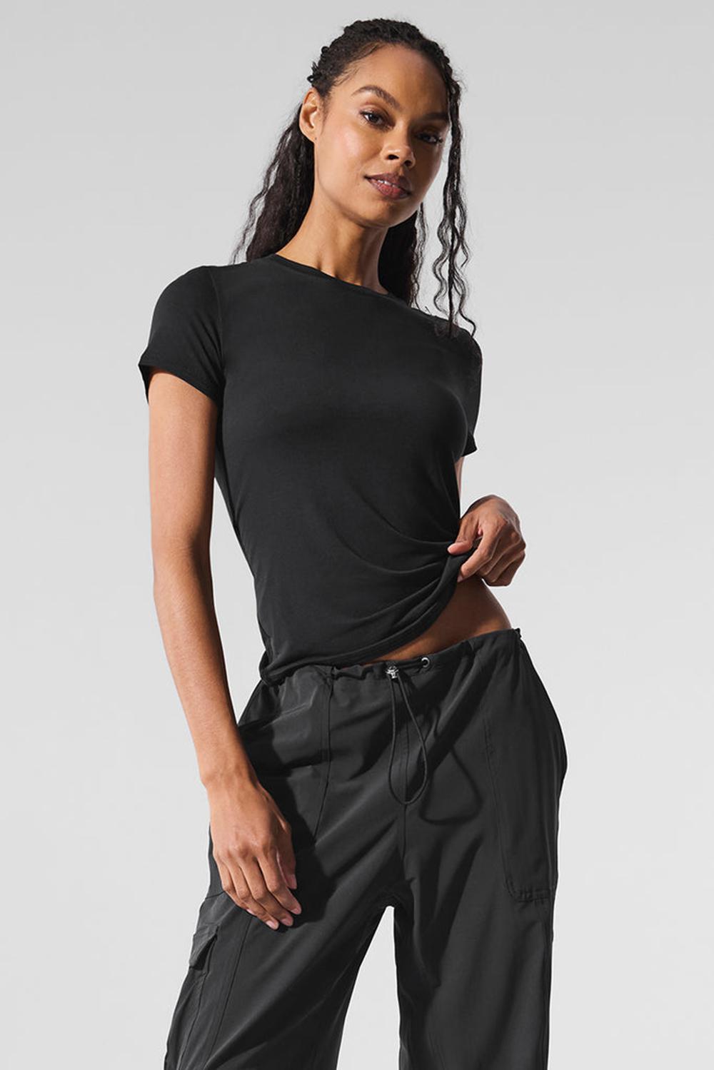 Short Sleeve γυναικεια Alo Yoga All Day μαυρα | Greece  UKERG-1728