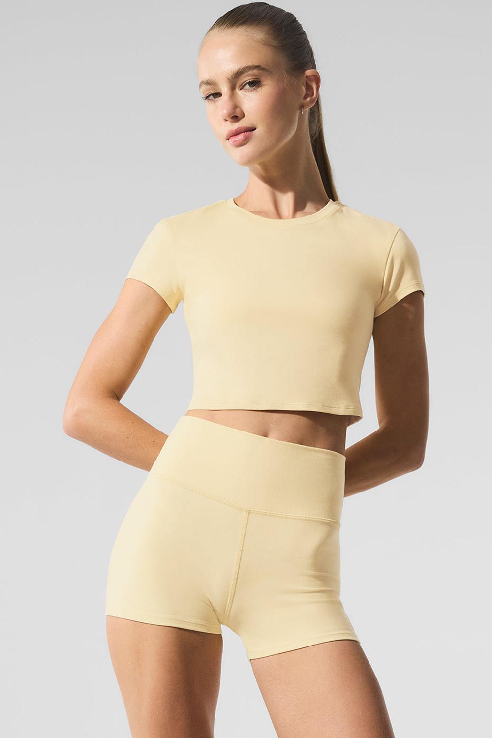 Short Sleeve γυναικεια Alo Yoga Alosoft Crop Finesse Warm Butter | Greece  MIJTH-5174