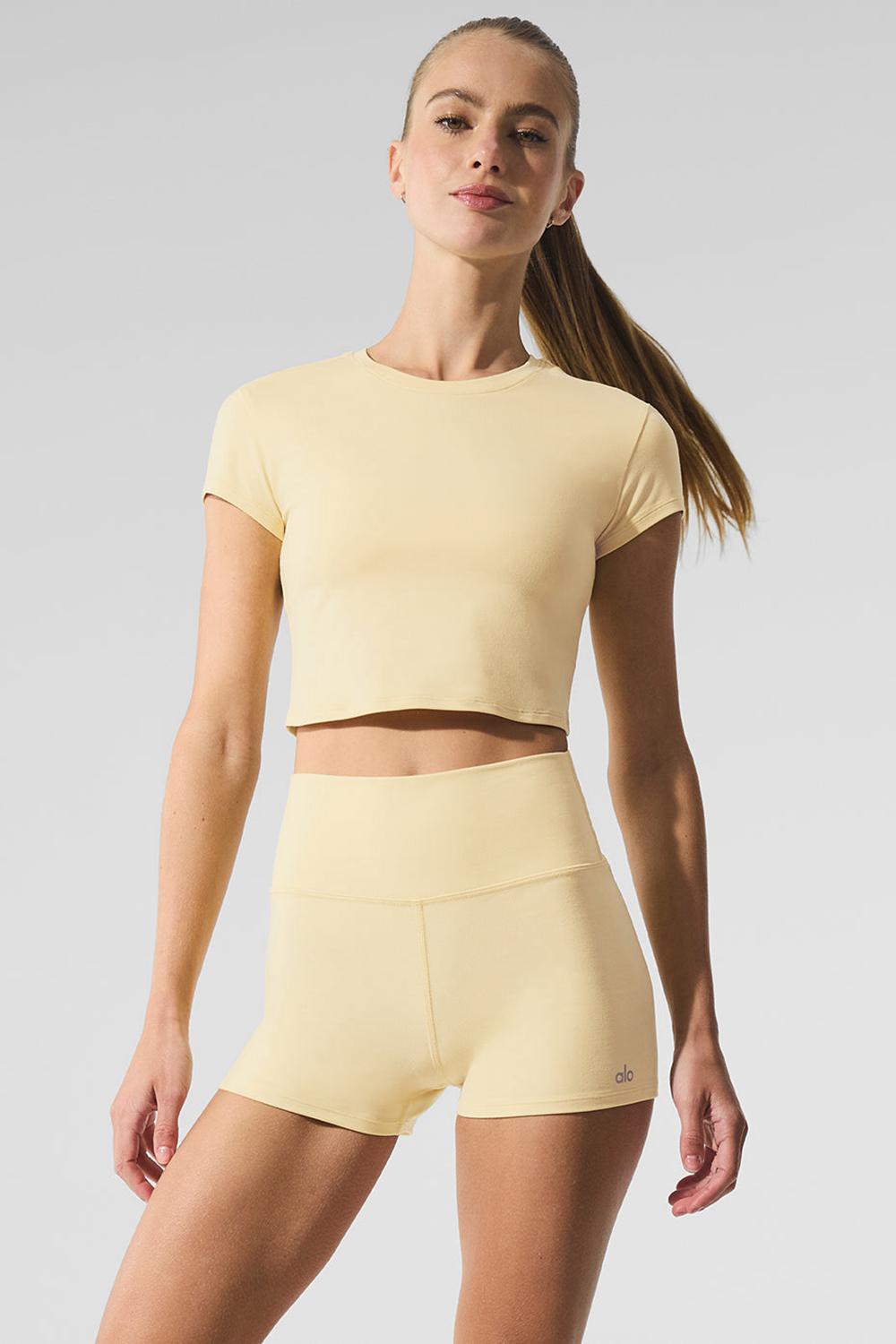 Short Sleeve γυναικεια Alo Yoga Alosoft Crop Finesse Warm Butter | Greece  MIJTH-5174