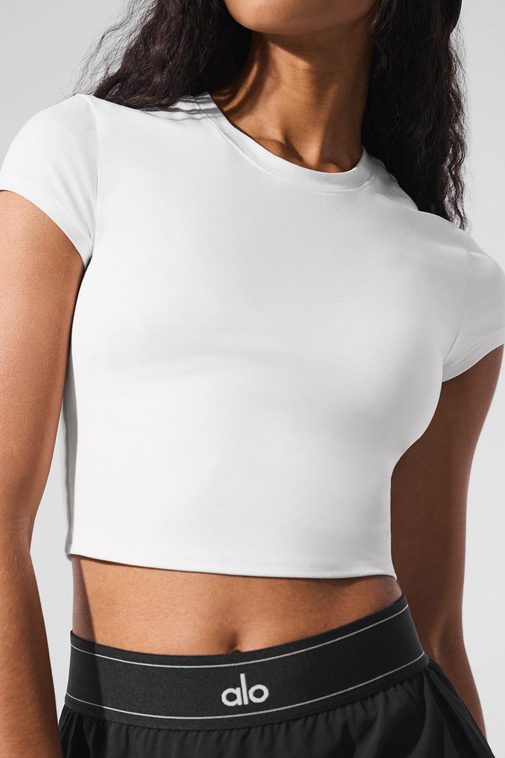 Short Sleeve γυναικεια Alo Yoga Alosoft Crop Finesse ασπρα | Greece  IUOEK-3581