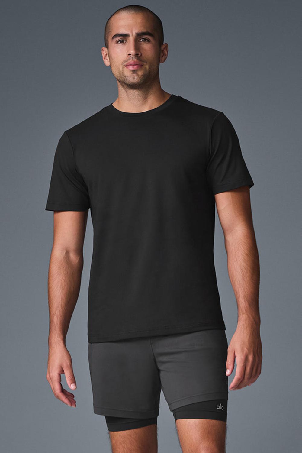Short Sleeve ανδρικα Alo Yoga Conquer Reform Crewneck μαυρα | Greece  IMGTS-1340