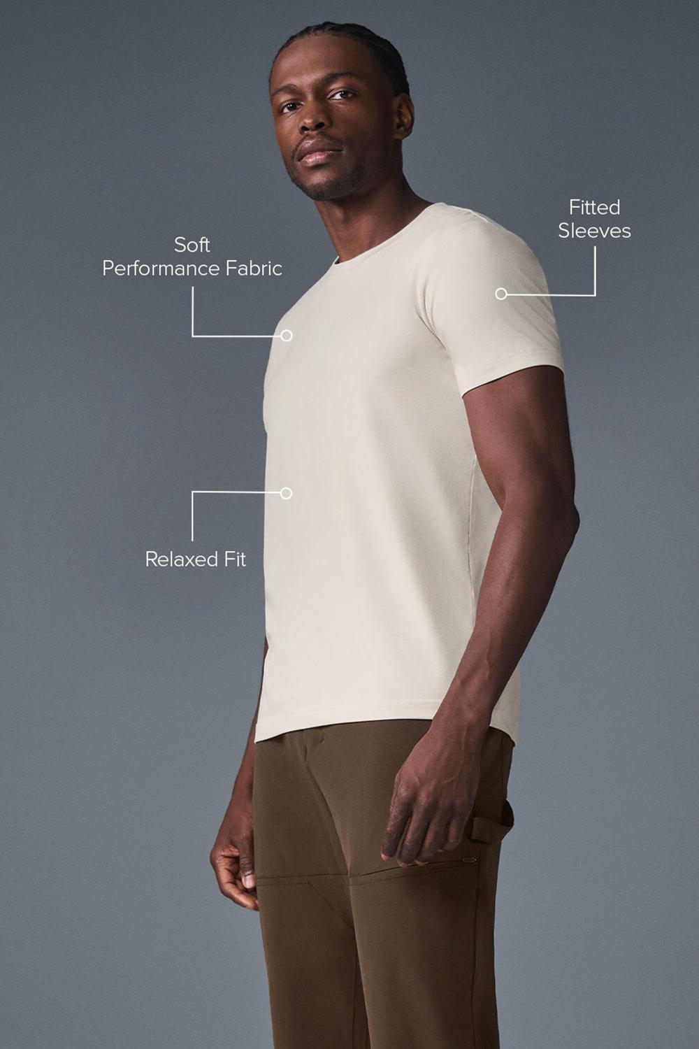 Short Sleeve ανδρικα Alo Yoga Conquer Reform Crewneck Bone | Greece  FWYHB-2384