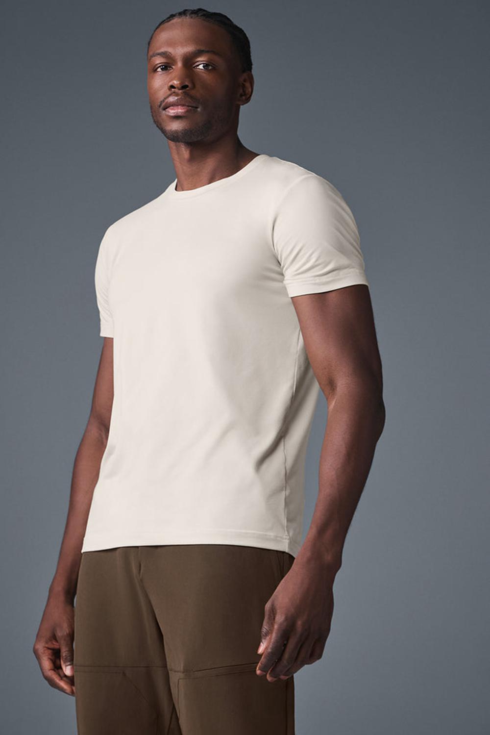 Short Sleeve ανδρικα Alo Yoga Conquer Reform Crewneck Bone | Greece  FWYHB-2384