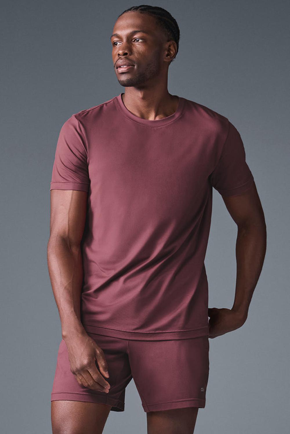 Short Sleeve ανδρικα Alo Yoga Conquer Reform Crewneck μπορντο | Greece  QCJVO-4109