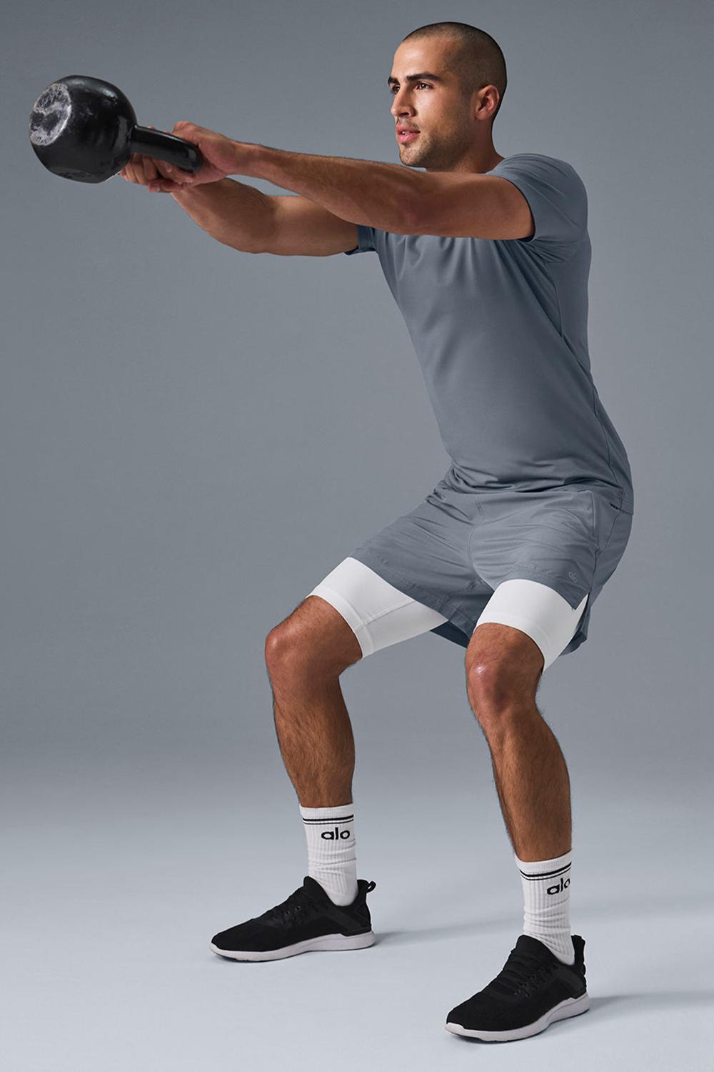 Short Sleeve ανδρικα Alo Yoga Conquer Reform Crewneck Sleeve γκρι | Greece  ESYVB-8391