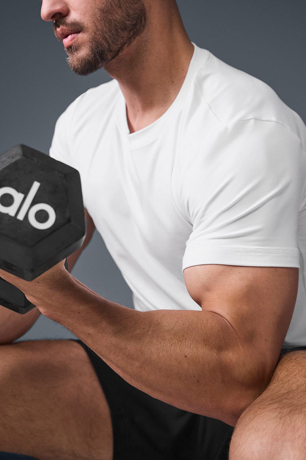 Short Sleeve ανδρικα Alo Yoga Conquer Reform Crewneck ασπρα | Greece  CFPDT-0786