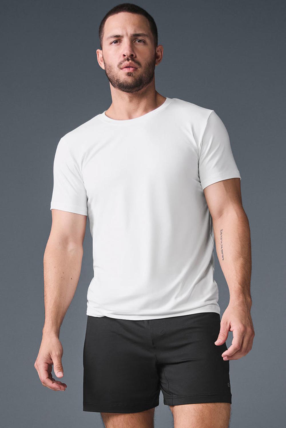 Short Sleeve ανδρικα Alo Yoga Conquer Reform Crewneck ασπρα | Greece  CFPDT-0786