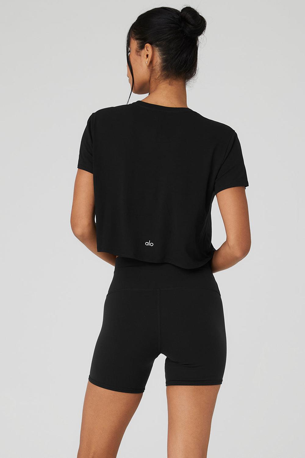 Short Sleeve γυναικεια Alo Yoga Cropped All Day μαυρα | Greece  OBKWH-0275