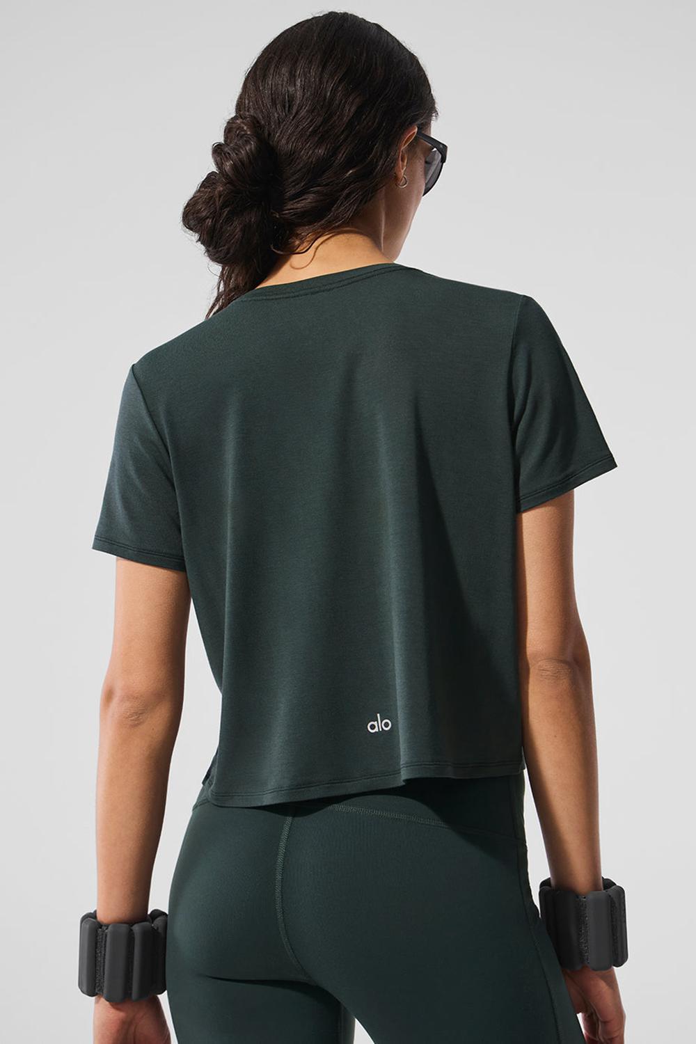 Short Sleeve γυναικεια Alo Yoga Cropped All Day πρασινο | Greece  DFHCZ-4178