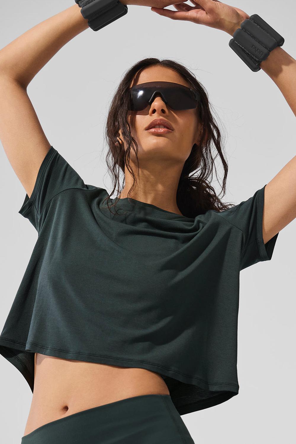 Short Sleeve γυναικεια Alo Yoga Cropped All Day πρασινο | Greece  DFHCZ-4178