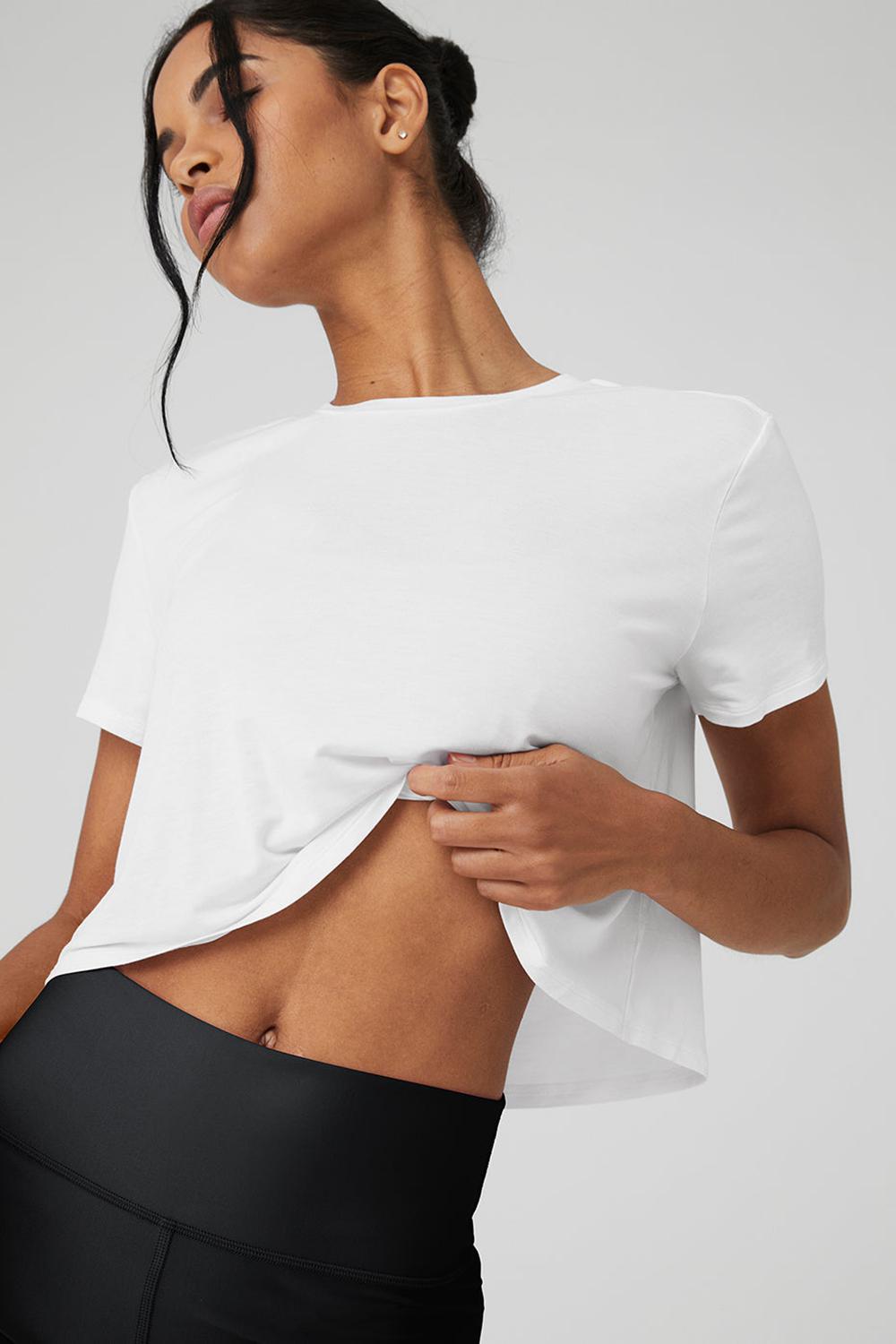Short Sleeve γυναικεια Alo Yoga Cropped All Day ασπρα | Greece  EMHQD-9864