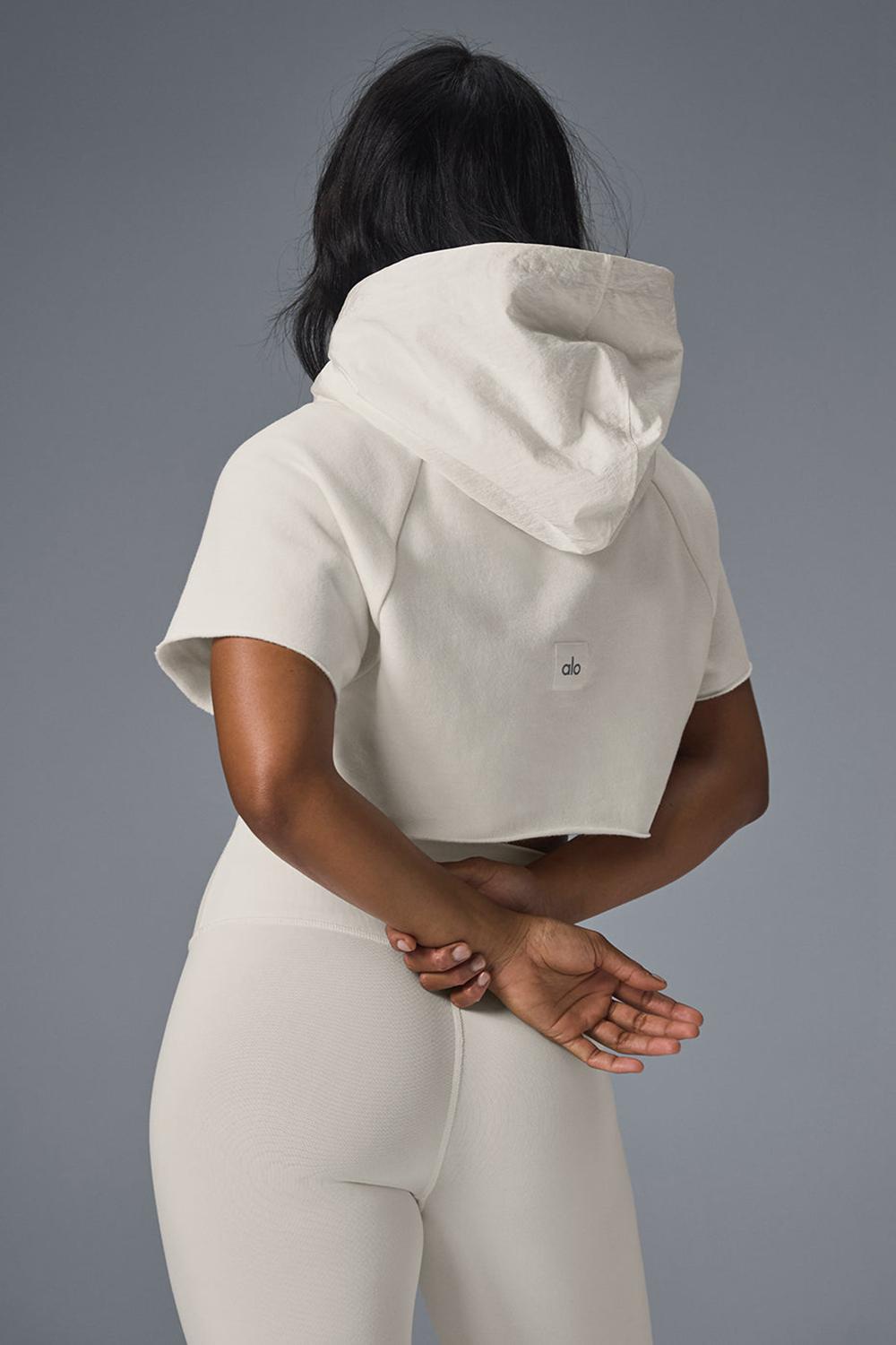 Short Sleeve γυναικεια Alo Yoga Cropped In The Air Ivory | Greece  EYCRS-6480