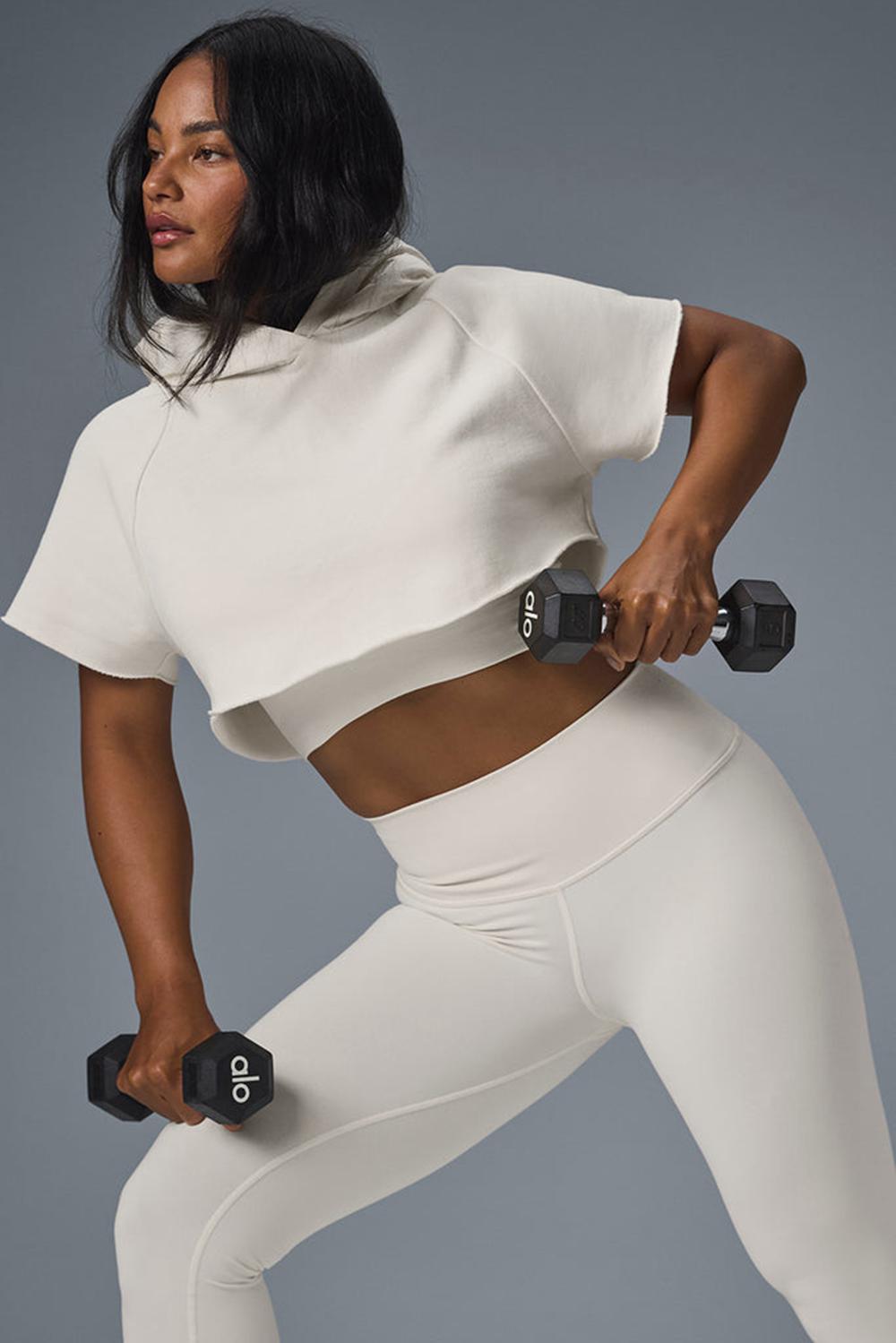 Short Sleeve γυναικεια Alo Yoga Cropped In The Air Ivory | Greece  EYCRS-6480