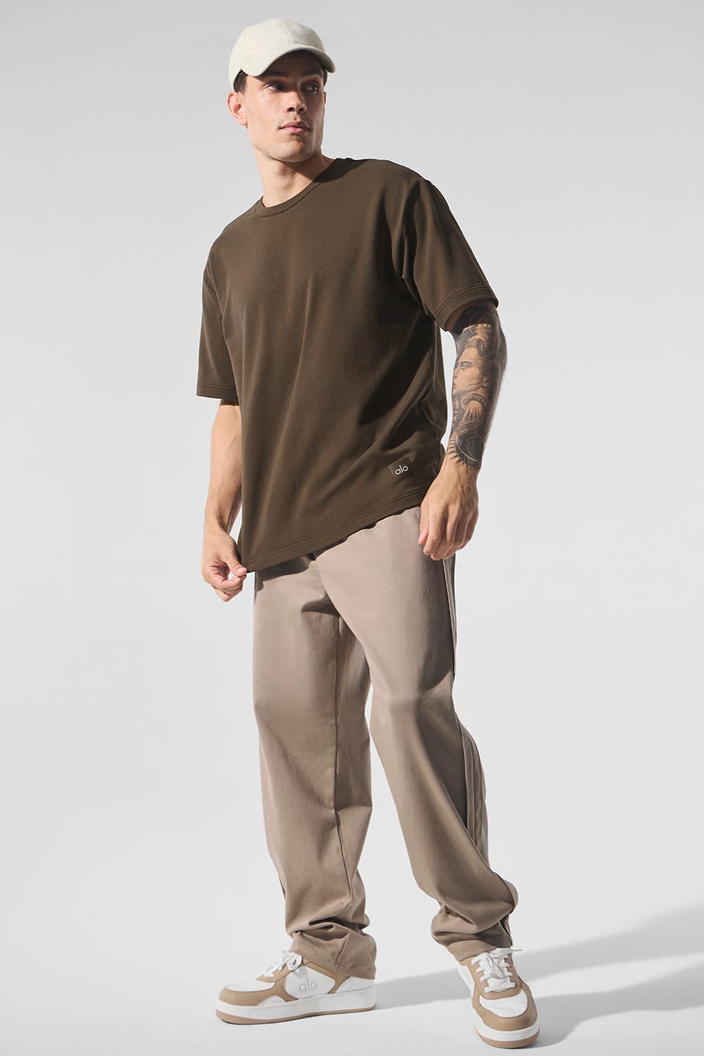 Short Sleeve ανδρικα Alo Yoga Double Take Espresso | Greece  CZNUX-6218