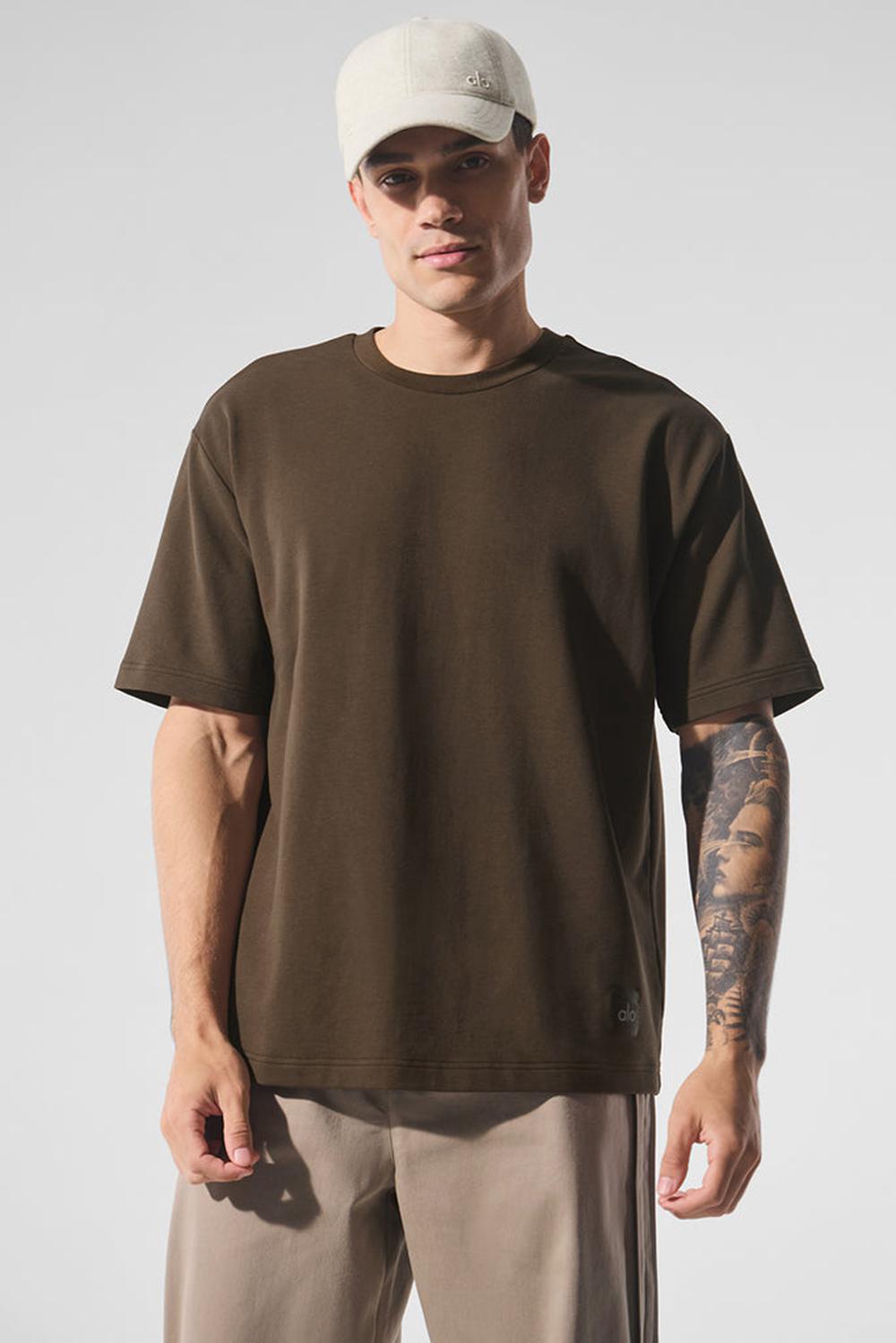 Short Sleeve ανδρικα Alo Yoga Double Take Espresso | Greece  CZNUX-6218