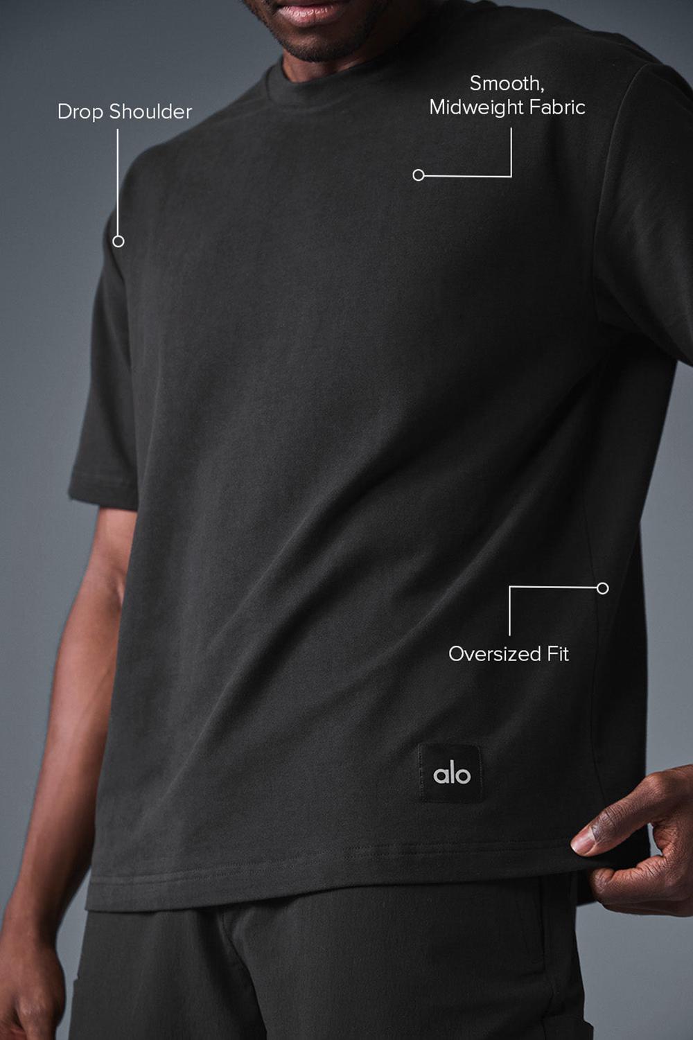 Short Sleeve ανδρικα Alo Yoga Double Take μαυρα | Greece  HNUGD-7234