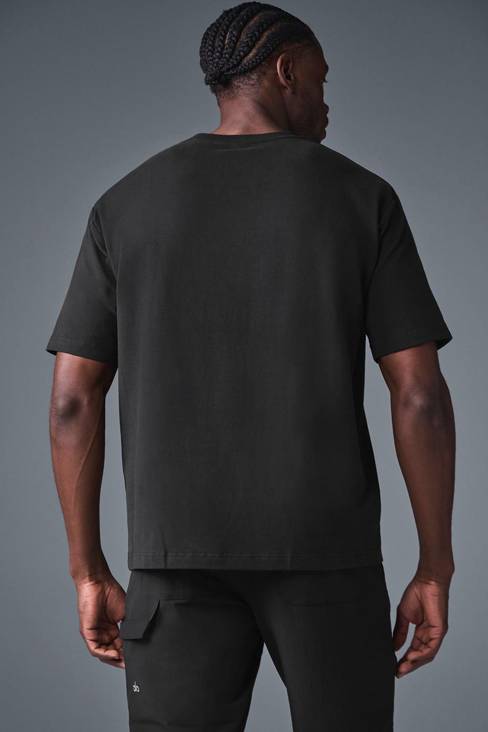 Short Sleeve ανδρικα Alo Yoga Double Take μαυρα | Greece  HNUGD-7234
