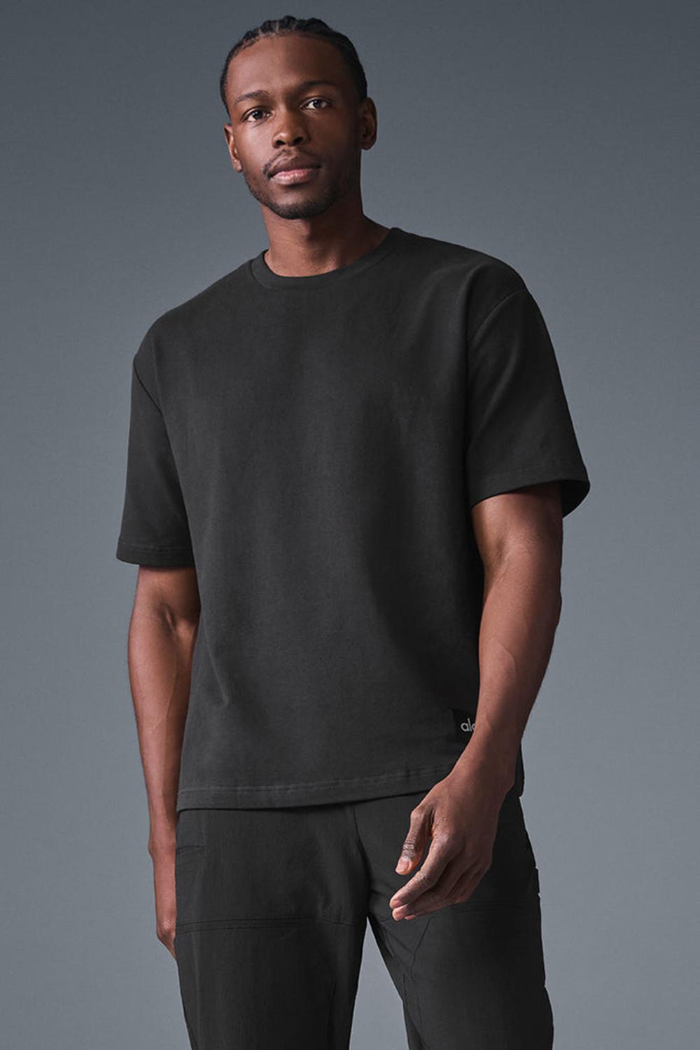 Short Sleeve ανδρικα Alo Yoga Double Take μαυρα | Greece  HNUGD-7234