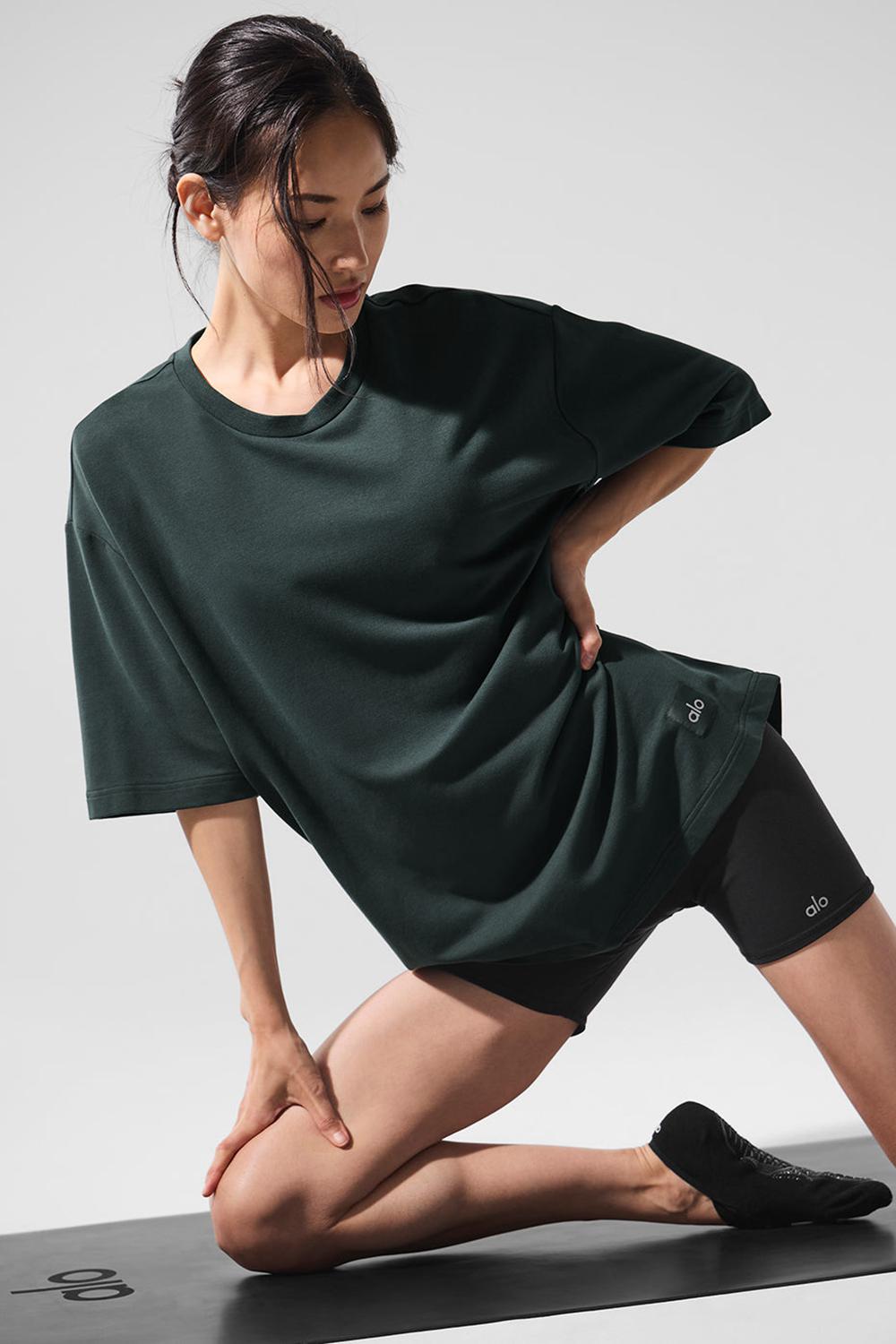 Short Sleeve γυναικεια Alo Yoga Double Take πρασινο | Greece  OFEWJ-4523