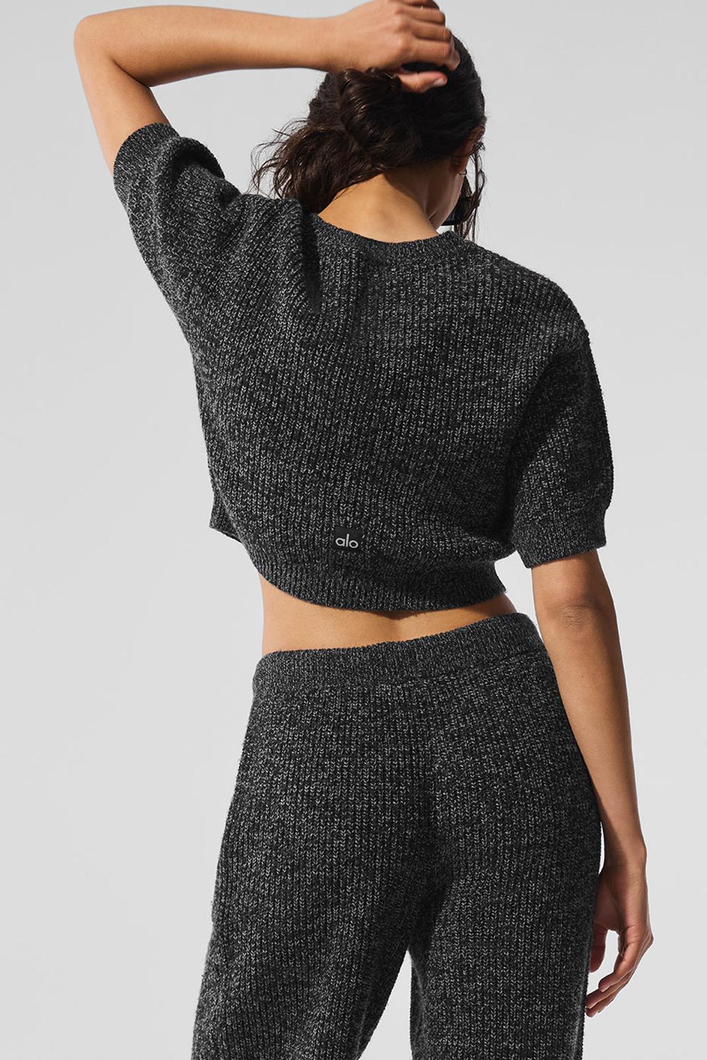 Short Sleeve γυναικεια Alo Yoga Marl μαυρα | Greece  EILUY-1528