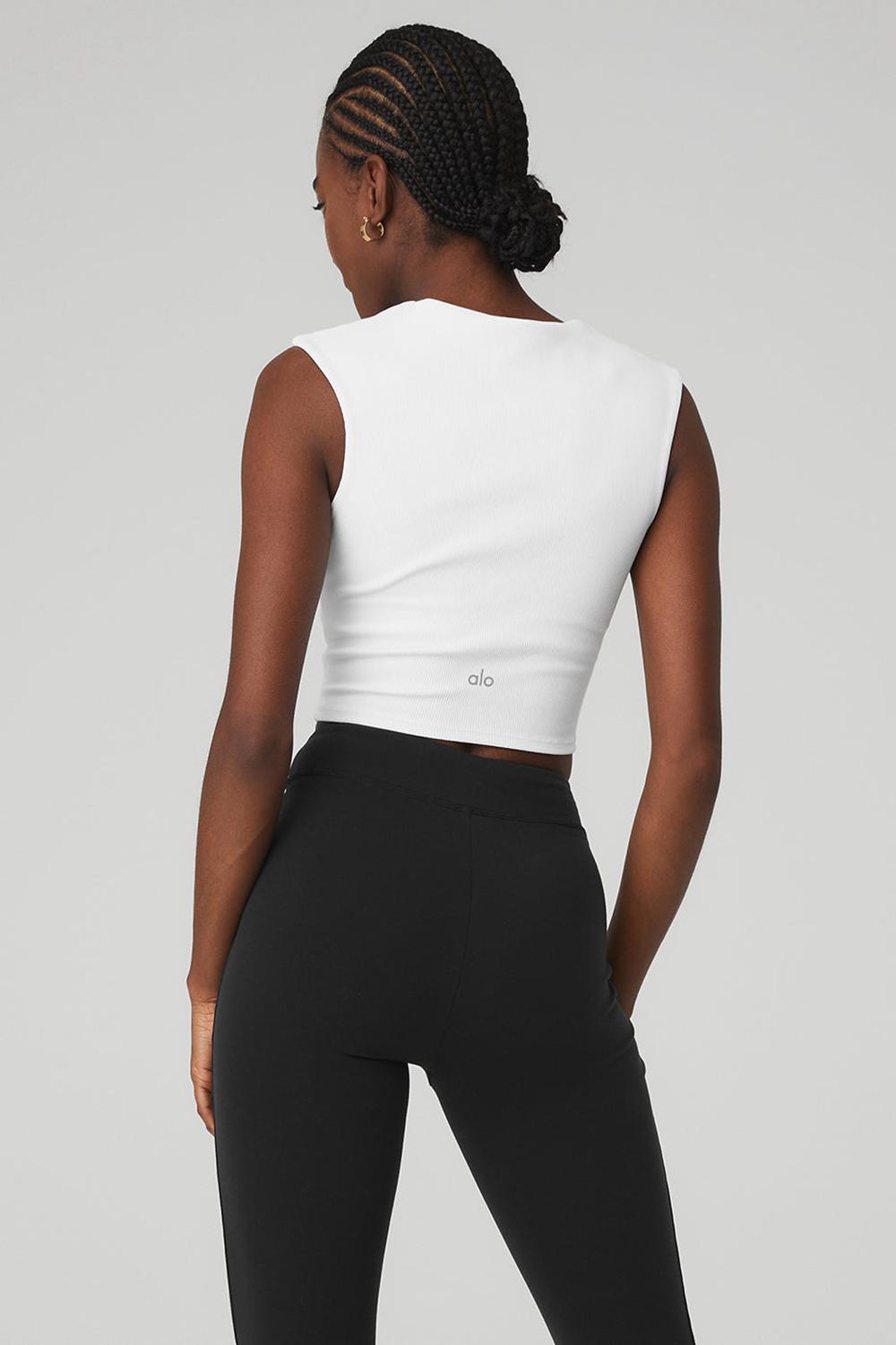 Short Sleeve γυναικεια Alo Yoga Ribbed Sweetheart ασπρα | Greece  LYDZB-1342