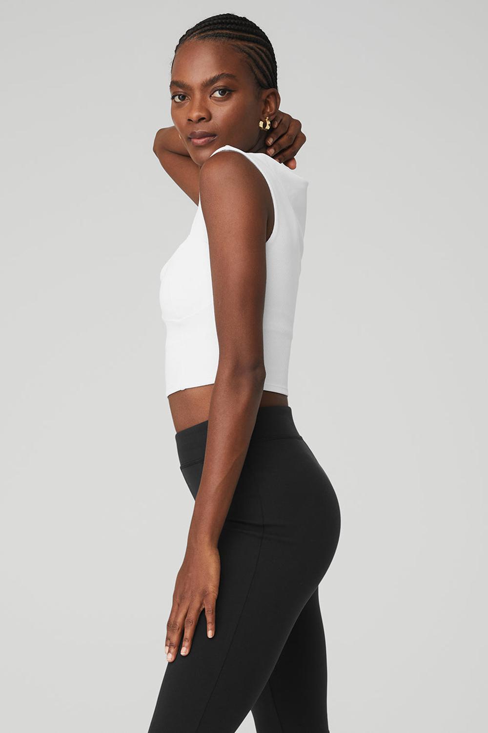 Short Sleeve γυναικεια Alo Yoga Ribbed Sweetheart ασπρα | Greece  LYDZB-1342