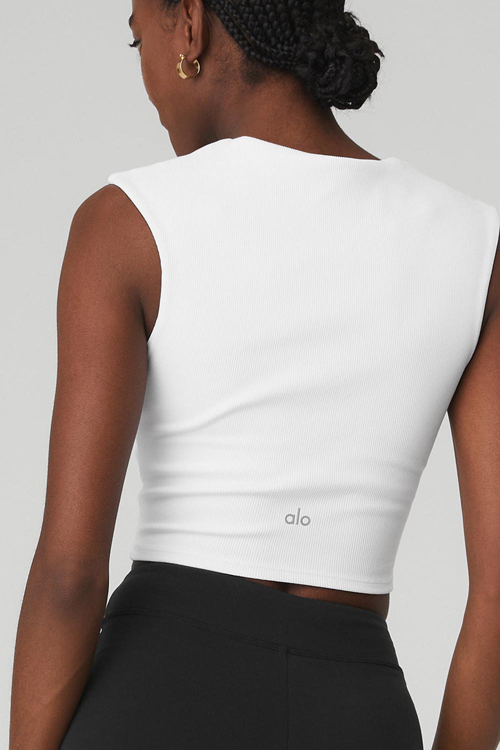 Short Sleeve γυναικεια Alo Yoga Ribbed Sweetheart ασπρα | Greece  LYDZB-1342