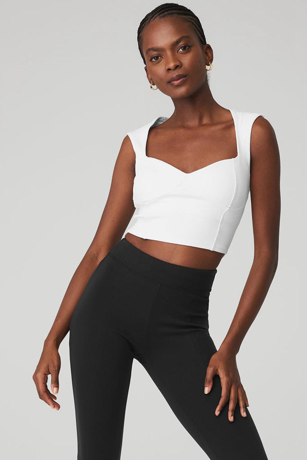 Short Sleeve γυναικεια Alo Yoga Ribbed Sweetheart ασπρα | Greece  LYDZB-1342