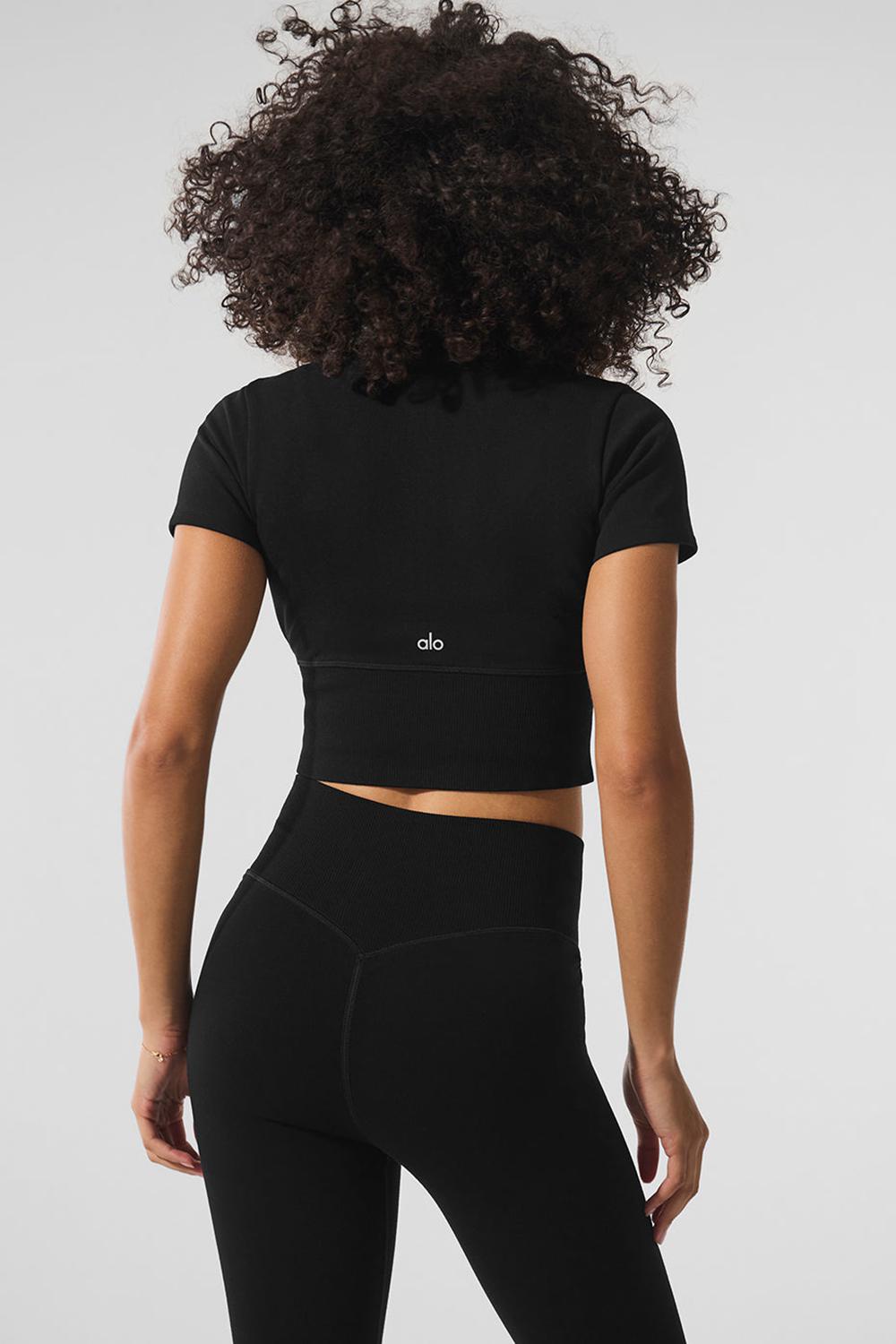 Short Sleeve γυναικεια Alo Yoga Seamless Winter Warm Plush Cropped μαυρα | Greece  YNWAP-6312