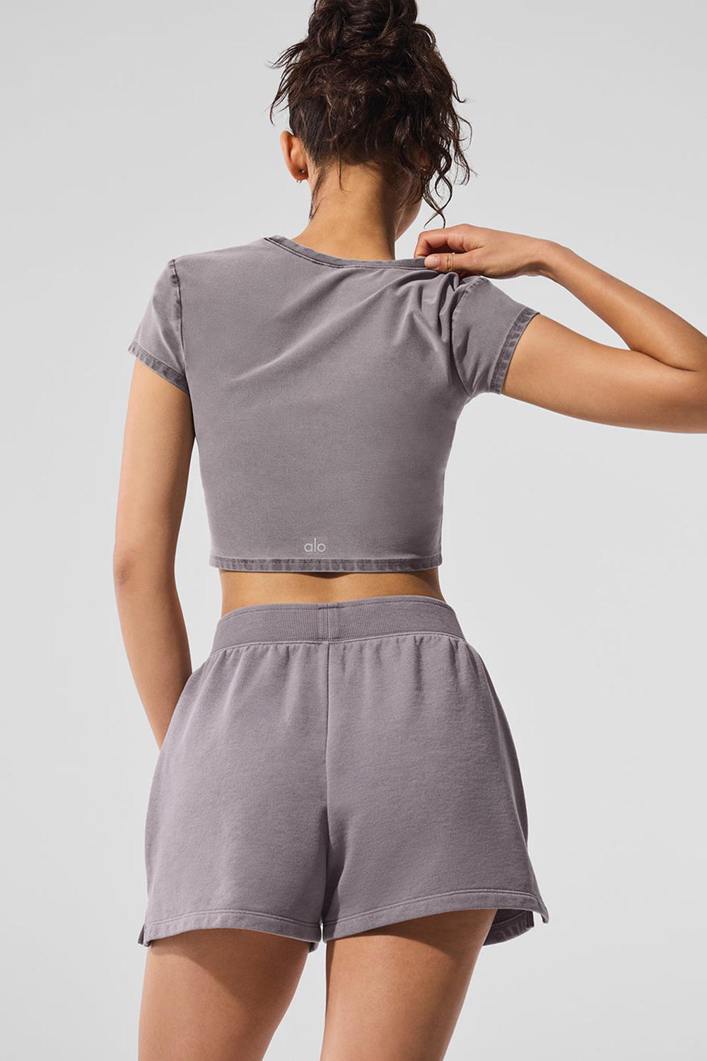 Short Sleeve γυναικεια Alo Yoga Washed Alosoft Crop Finesse γκρι ανοιχτο μπλε | Greece  GKVDN-3951