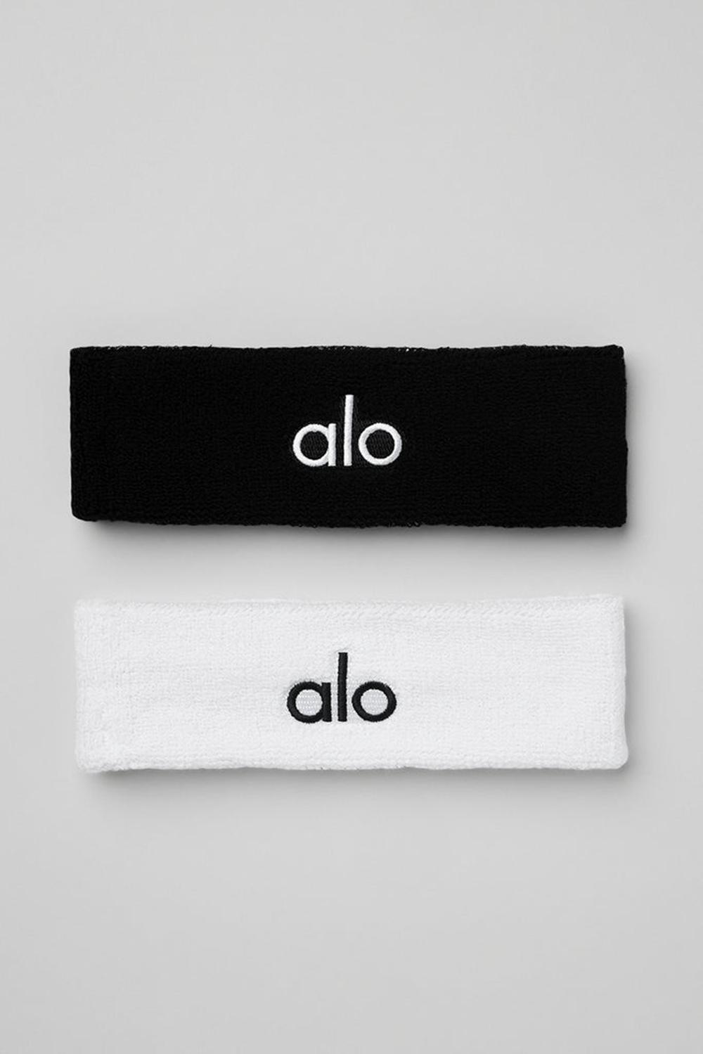 Sweatbands ανδρικα Alo Yoga Glow (2-Pack) μαυρα ασπρα | Greece  ZRIMP-5234