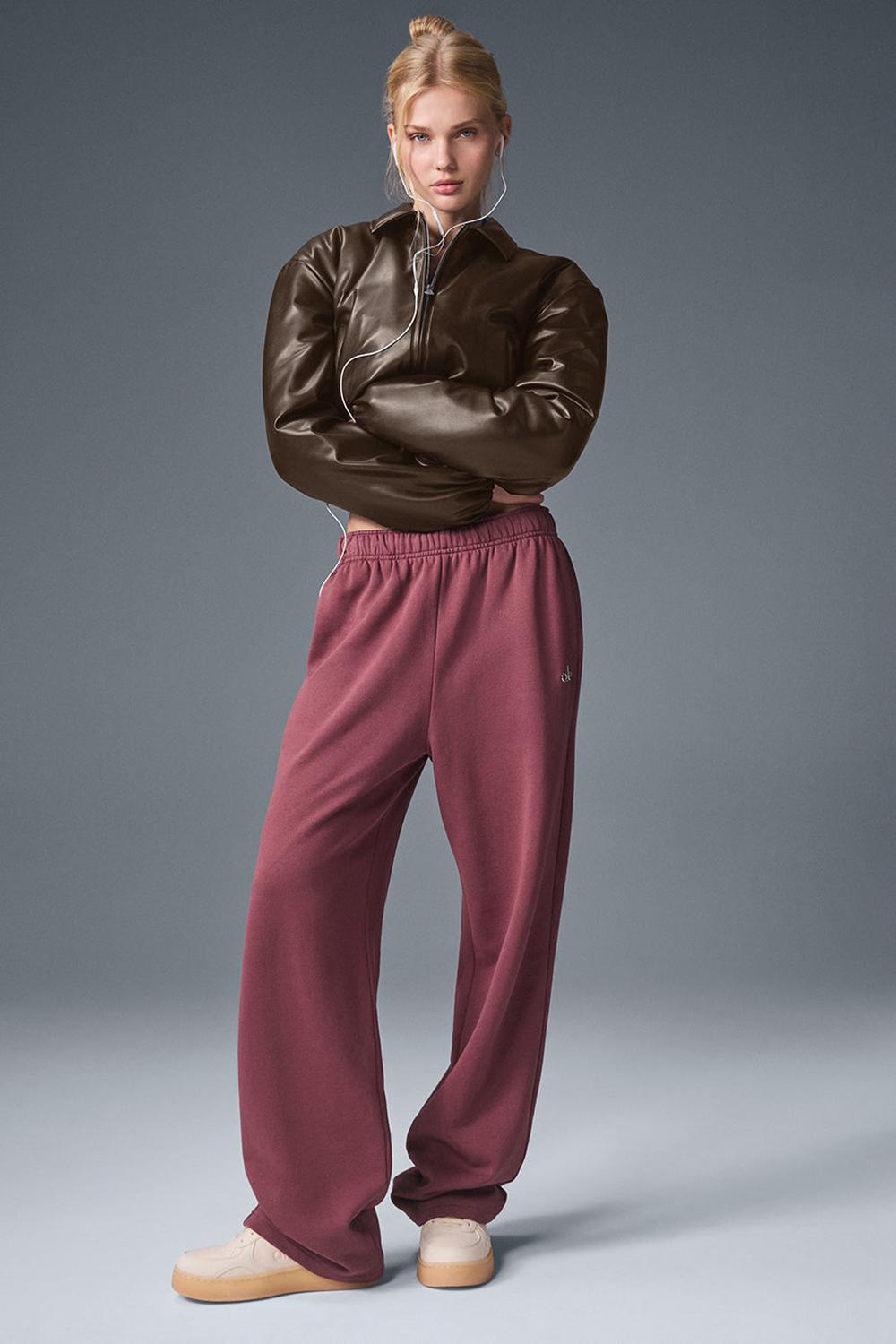 Μπουφαν Bomber γυναικεια Alo Yoga Faux Leather Cropped Premier Espresso | Greece  GPXJW-1408