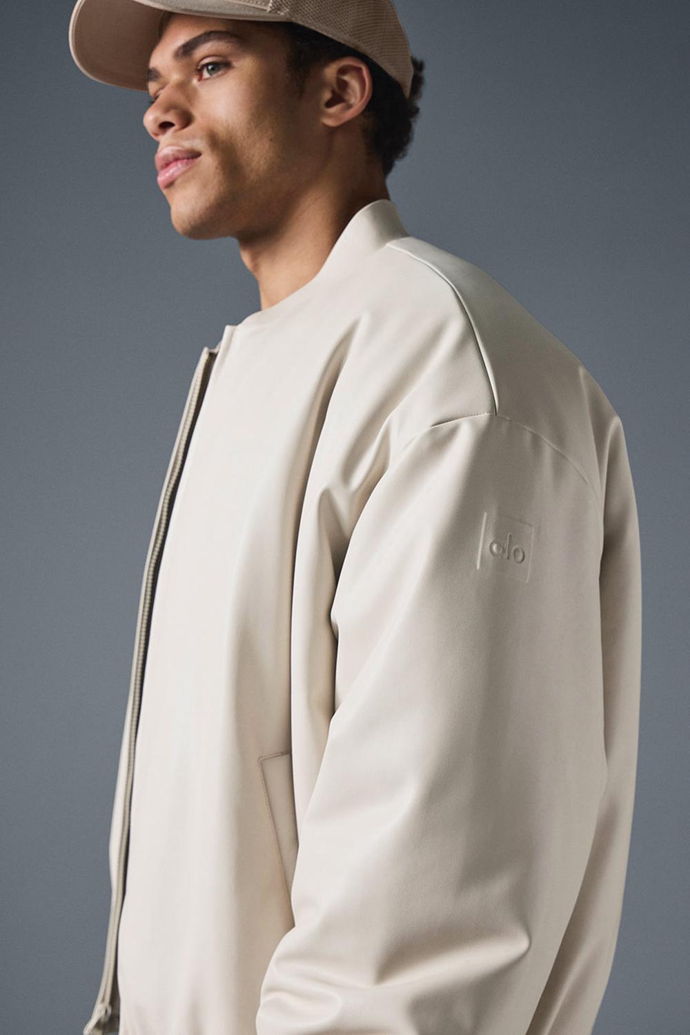 Μπουφαν Bomber ανδρικα Alo Yoga Faux Leather Premier Bone | Greece  RTZXB-2378
