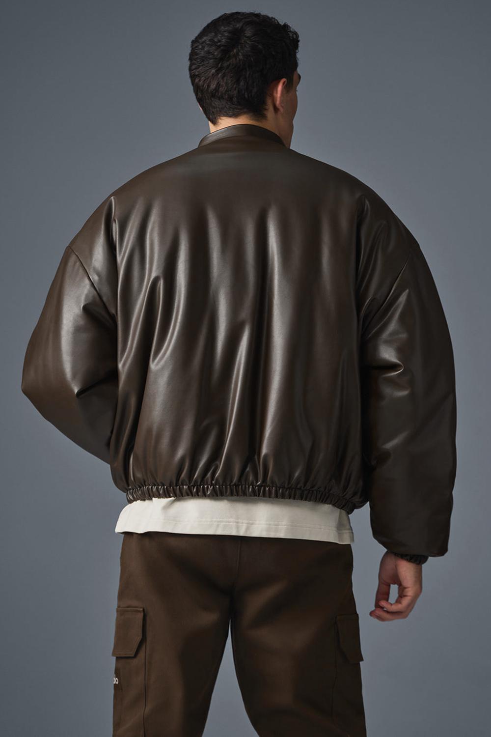 Μπουφαν Bomber ανδρικα Alo Yoga Faux Leather Premier Espresso | Greece  DLJKO-1594