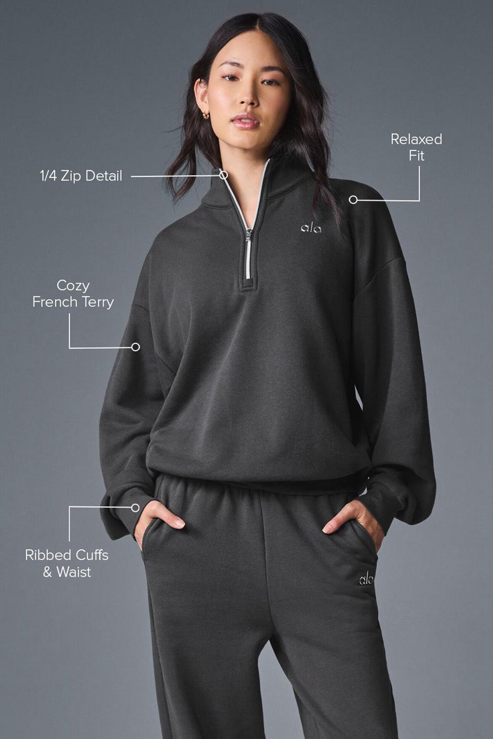Φουτερ γυναικεια Alo Yoga Accolade 1/4 Zip Anthracite | Greece  WTNAS-6259