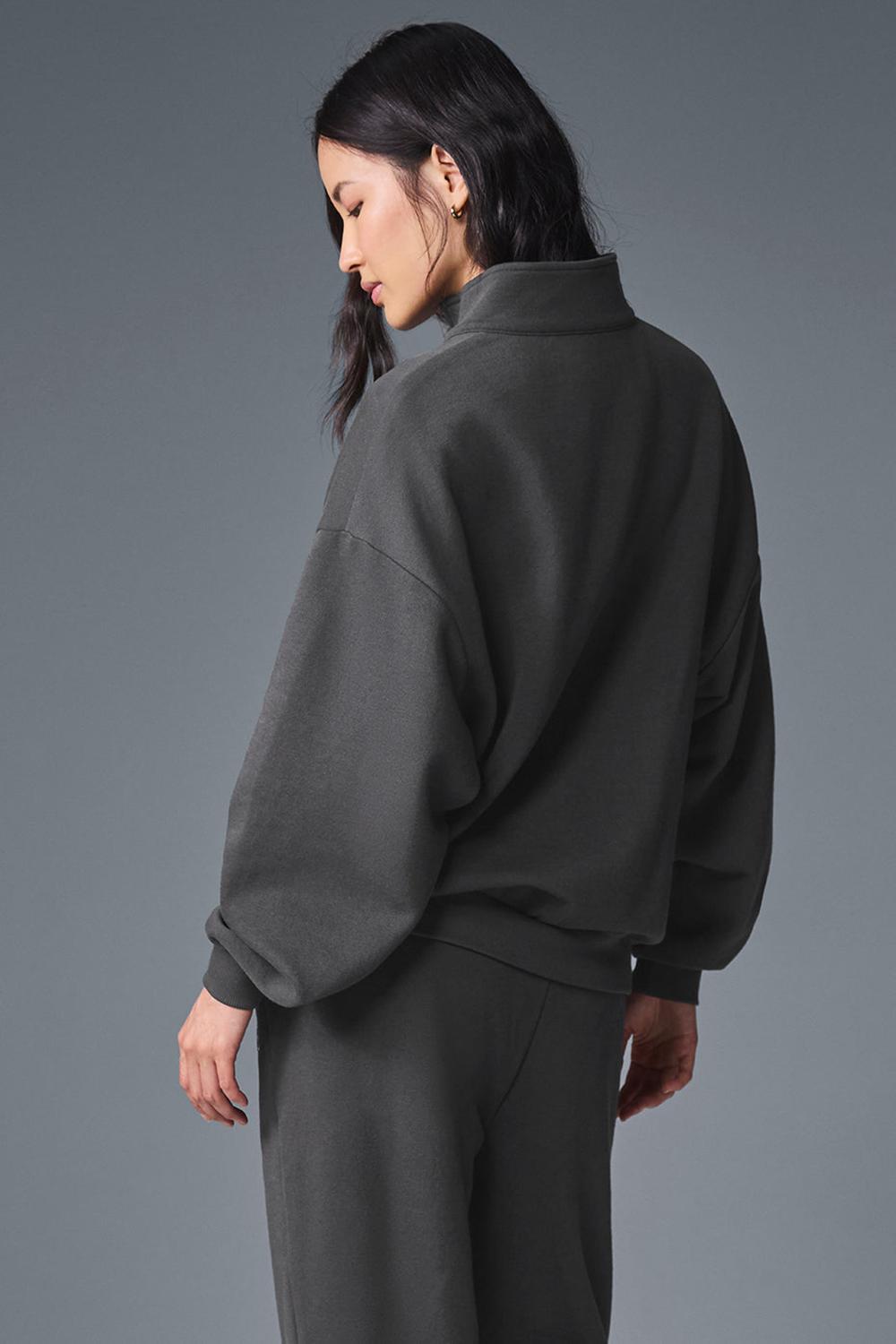 Φουτερ γυναικεια Alo Yoga Accolade 1/4 Zip Anthracite | Greece  WTNAS-6259