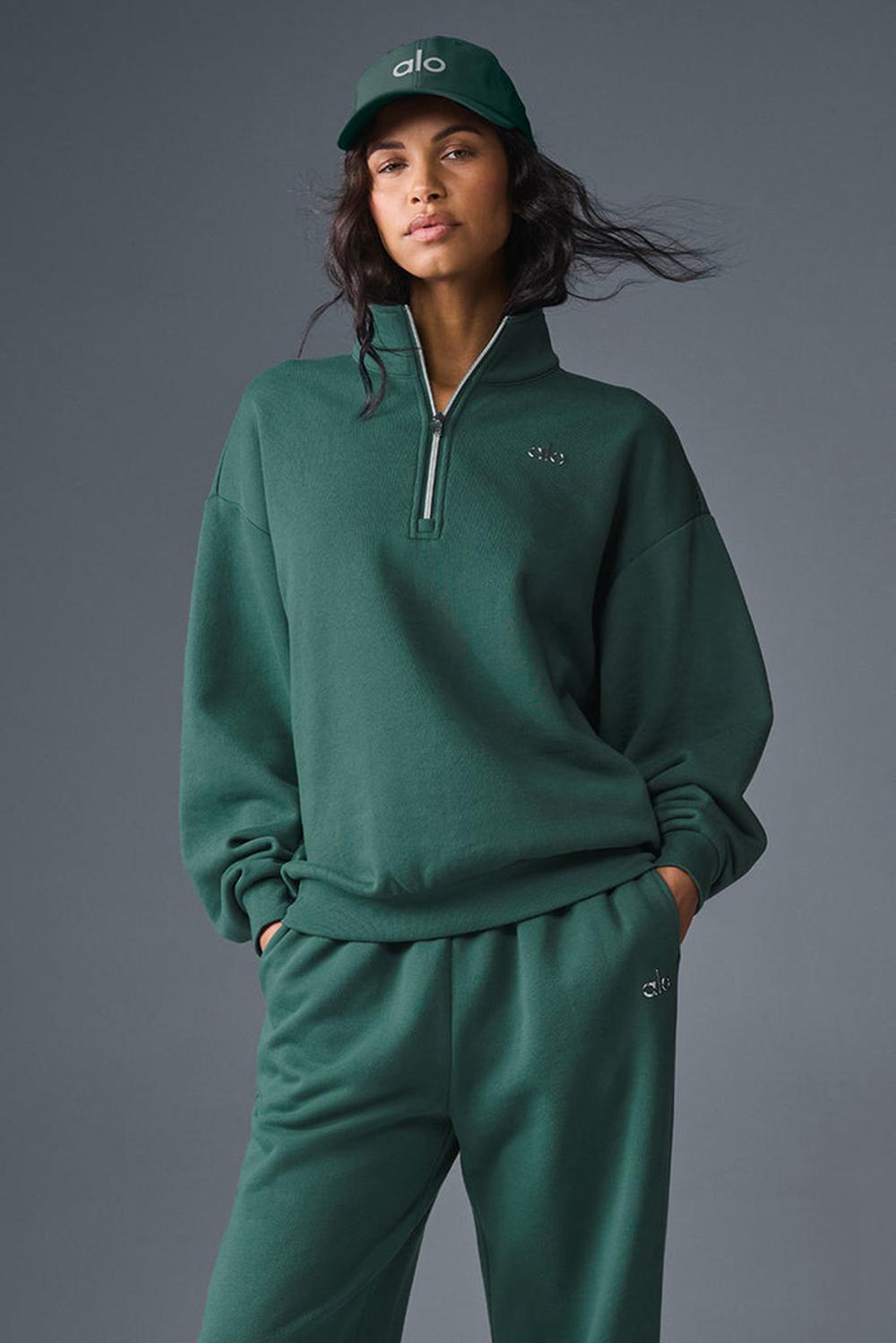 Φουτερ γυναικεια Alo Yoga Accolade 1/4 Zip Winter Ivy | Greece  PWTSN-4927